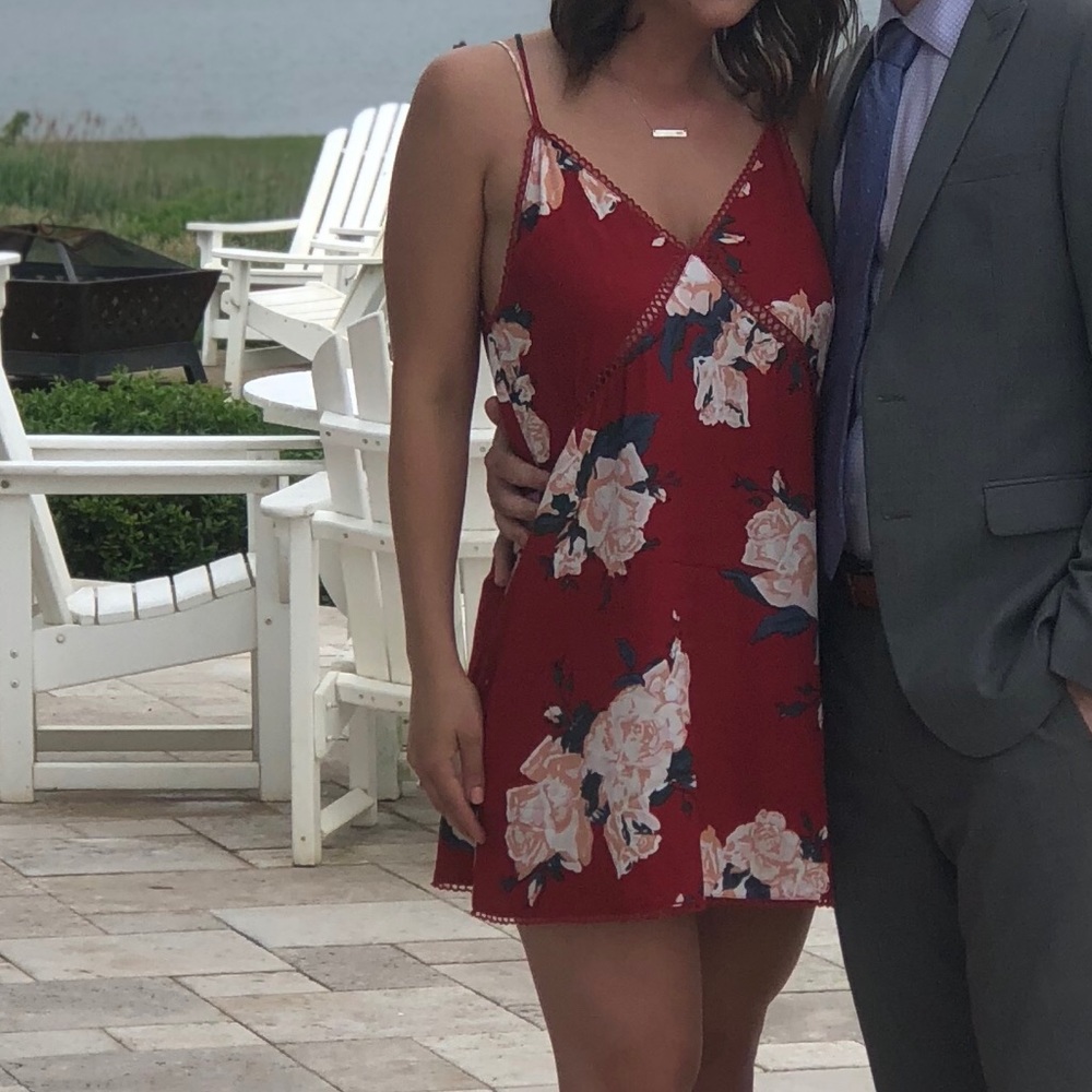Red floral dress
